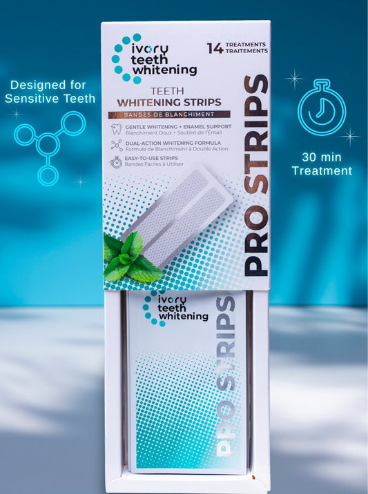 Ivory Teeth Whitening Pro Strips — Low-Sensitivity Teeth Whitening Strips – Safe For Sensitive Teeth | Brighter, Natural-Looking Results in Days | 14 Treatments
