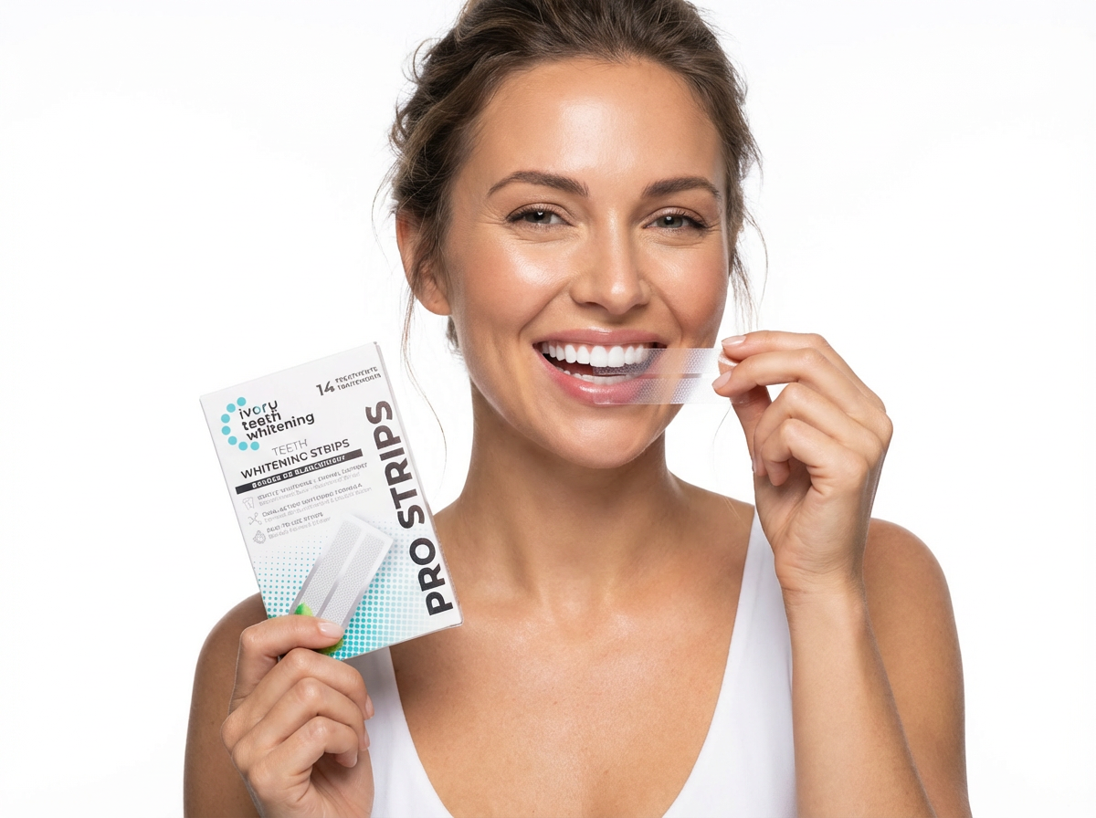 Ivory Teeth Whitening Pro Strips — Low-Sensitivity Teeth Whitening Strips – Safe For Sensitive Teeth | Brighter, Natural-Looking Results in Days | 14 Treatments