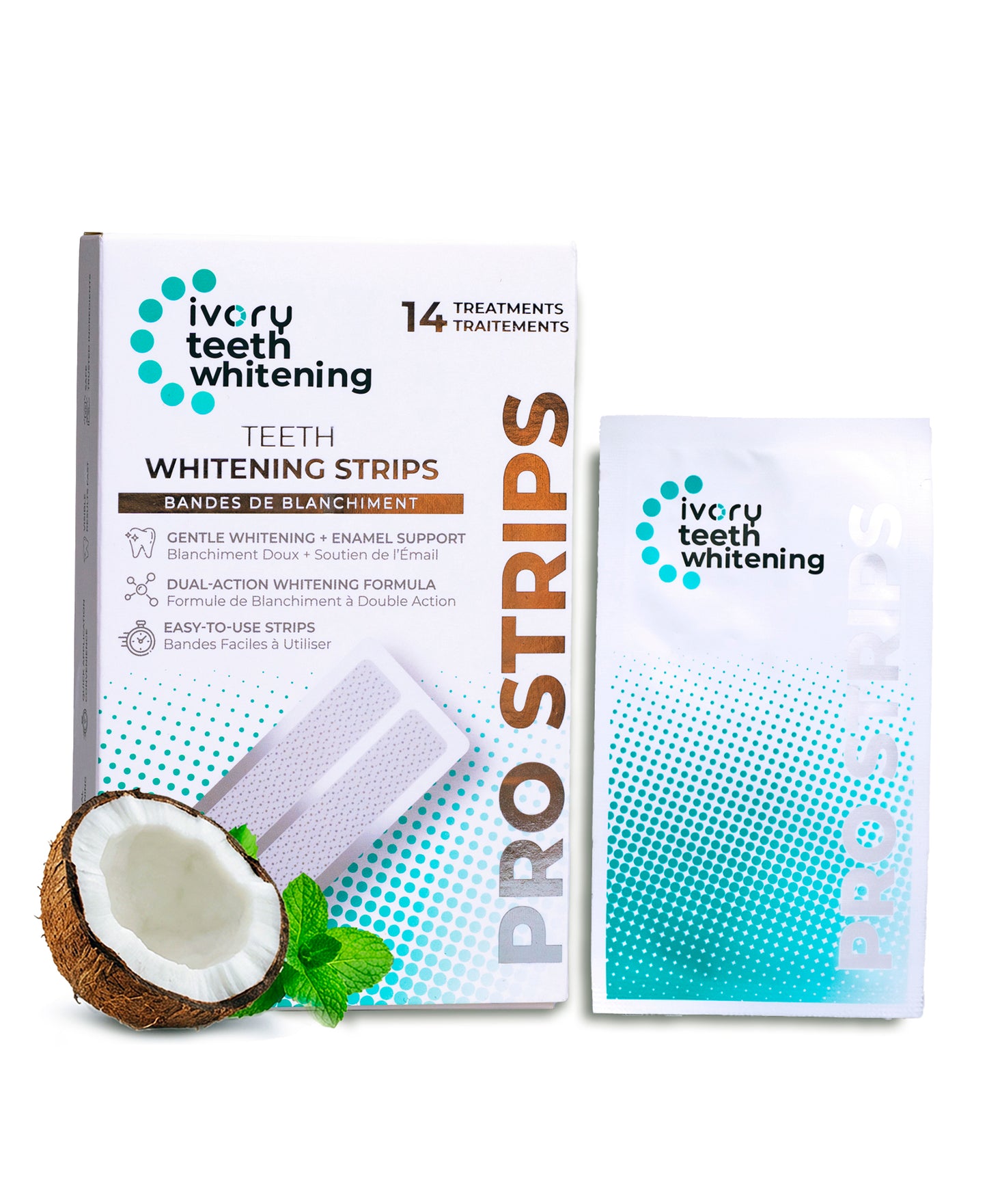 Ivory Teeth Whitening Pro Strips — Low-Sensitivity Teeth Whitening Strips – Safe For Sensitive Teeth | Brighter, Natural-Looking Results in Days | 14 Treatments